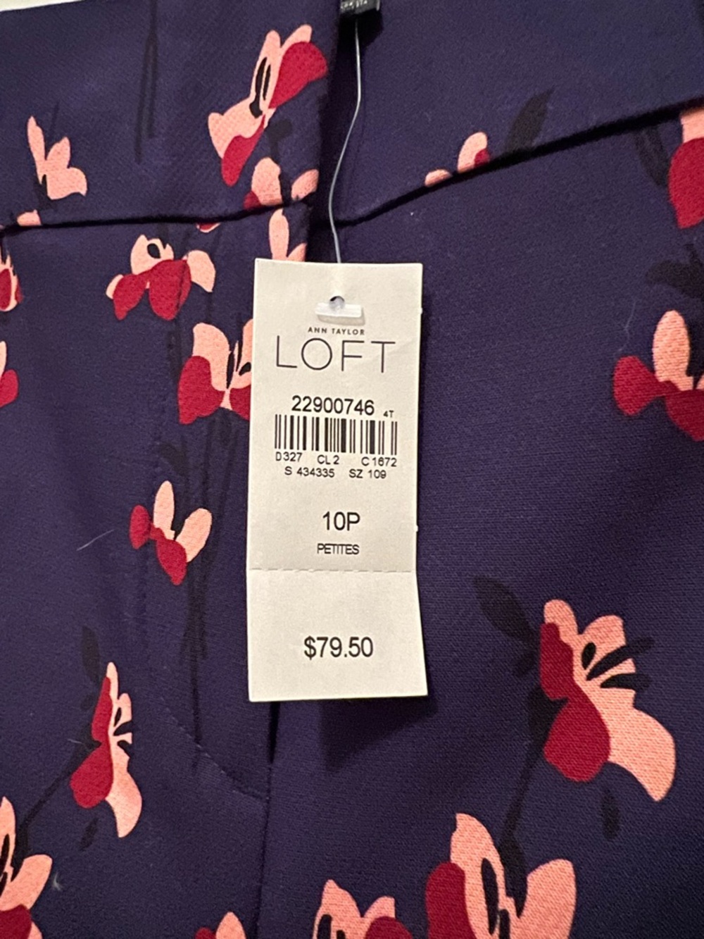 LOFT Navy Skirt with Coral and Red Floral Print